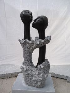 INTERIOR AND EXTERIOR  BLACK MARBLE STONE COUPLE SCULPTURE