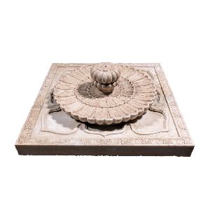 SQUARE FLOWER CARVING MARBLE STONE WATER FOUNTAIN