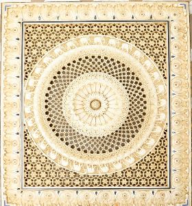 SQUARE ROUND CARVED ANTIQUE MARBLE PANEL