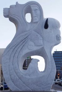 WHITE MARBLE ABSTRACT SCULPTURE