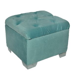 16x16 Inch Square Wooden Pouffe Stool