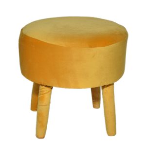 18x18 Inch Round Wooden Pouffe Stool