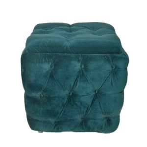18x18 Inch Square Wooden Pouffe Stool