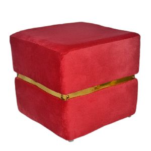 17x30 Inch Square Wooden Pouffe Stool