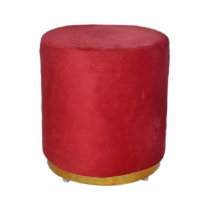 15x18 Inch Cylindrical Wooden Pouffe Stool