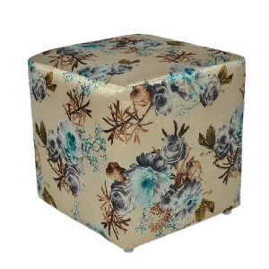 17x17 Inch Square Wooden Pouffe Stool