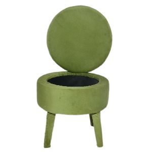 20x18 Inch Round Wooden Pouffe Stool