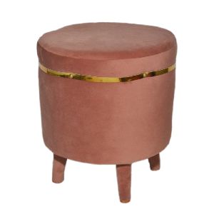 16x18 Inch Cylindrical Wooden Pouffe Stool