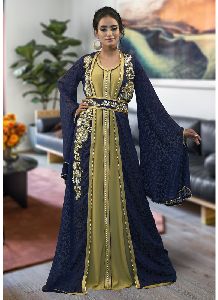 Dark Blue Designer Moroccan Kaftan Dress
