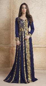 Gleaming Blue Party Wear Kaftan Dress