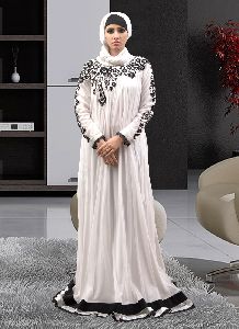 White Floor Length Abaya Dress