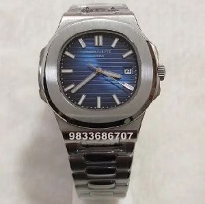 patek philippe nautilus steel blue dial swiss automatic watch