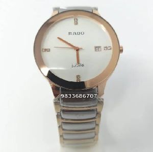 rado centrix gold silver white dial watch