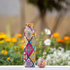 Meena Printed Copper Bottle Set