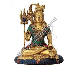 Brass Shiva Idol with Stone Work