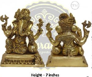 7 Inches Lord Ganesha Brass Statue