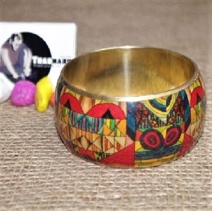 antique texture rexine coated brass bangle