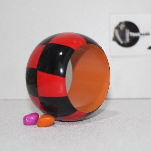 red black printed wooden bangle