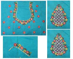 Silk embroidery unstitched blouse material