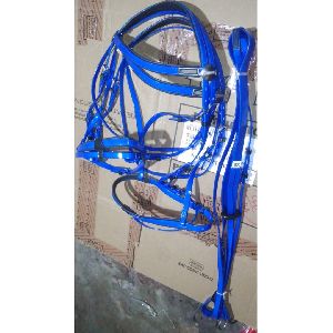 PVC Horse Bridle Martingale with rein Blue
