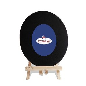 Oval Shape Black Canvas Board with Easel