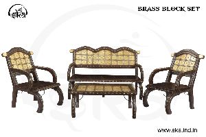 3 Seater Brass Block Sofa Set
