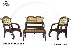 2 Seater Brass Block Sofa Set