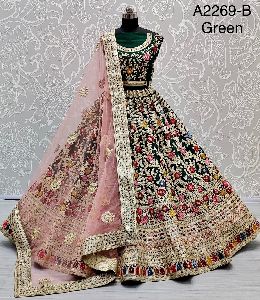 Green Patch Work Lehenga Choli