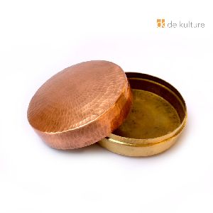 De Kulture Works Handmade Antique Finish Pure Copper Brass Spice Box Container