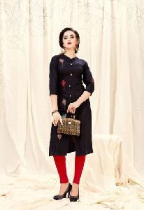 Cotton Knee Long Length Jacket Style Kurti