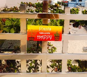 Plants Make People Happy Wall Hanging