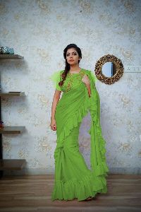 Heavy Rangoli Silk with Ruffle Saree