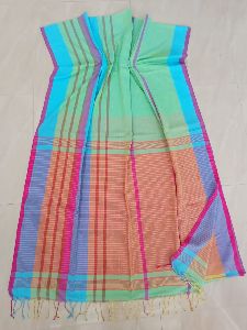 100% Cotton Checked Sarees