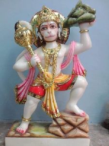 Marble Hanuman Ji Painted Statue