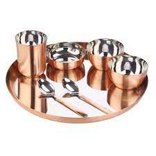 Copper Maharaja Thali 7 Pc Set