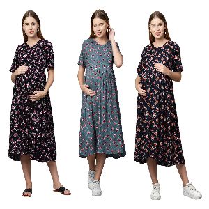 MomToBe Women's Maternity/Feeding/Nursing Dress