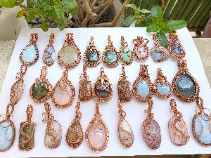 Wire wrapped pendants 100% natural stones handmade AAA quality