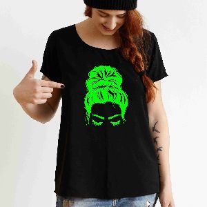 Ladies Night Glow Vinyl Girl Printed T-shirt