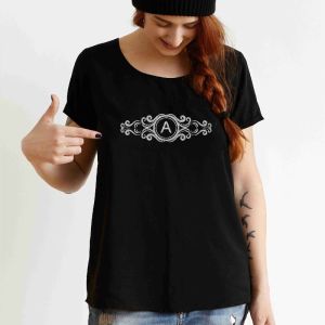 Ladies Silver Vinyl Alphabet Printed T-shirt