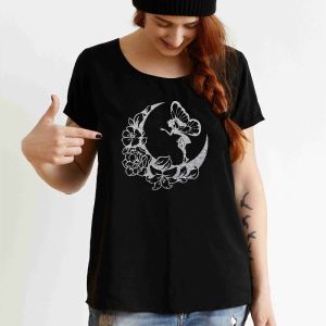 Ladies Silver Vinyl Fairy Printed T-shirt