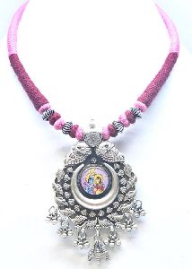 Antique Silver Radha Krishna Necklace