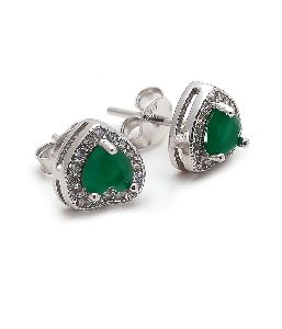 CZ Green Stone Heart Earring