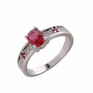 CZ Red Stone Ring