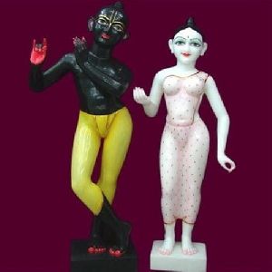 Color Full Painted Lord Radha Krishna Marble Statue
