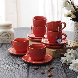 Plain Ceramic Cup Saucer Set