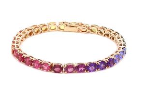 Multi Sapphire 18 Karat Rose Gold Bracelet length 7.5&amp;quot;