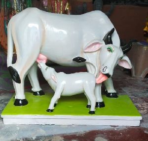 marble cow calf statue