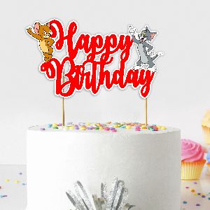 Tom and Jerry Happy Birthday Cake Topper