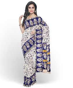 Blue Crepe Jacquard Saree