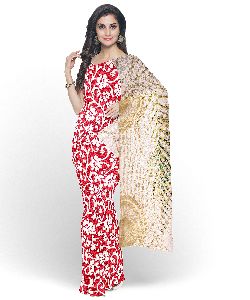 Mehroon Crepe Jacquard Saree